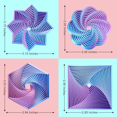 Mydhall 4-Pack 3D Printed Fractal Fidget Toys – Hexagon, Star & More – Light Purple, 3 Inches