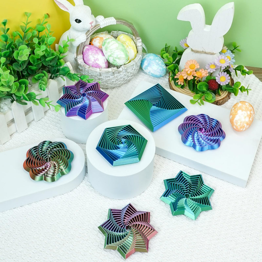 Mydhall 4-Pack 3D Printed Fractal Fidget Toys – Hexagon, Star & More – Light Purple, 3 Inches