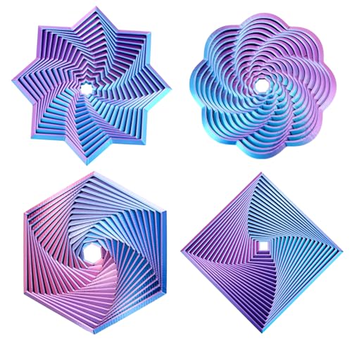 Mydhall 4-Pack 3D Printed Fractal Fidget Toys – Hexagon, Star & More – Light Purple, 3 Inches