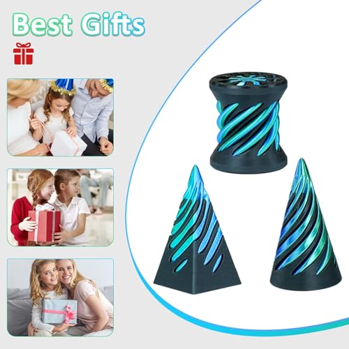 Mydhall Impossible Cone 3-Pack – 3D Printed Spiral Fidget Toys for Stress Relief (Green+Black)