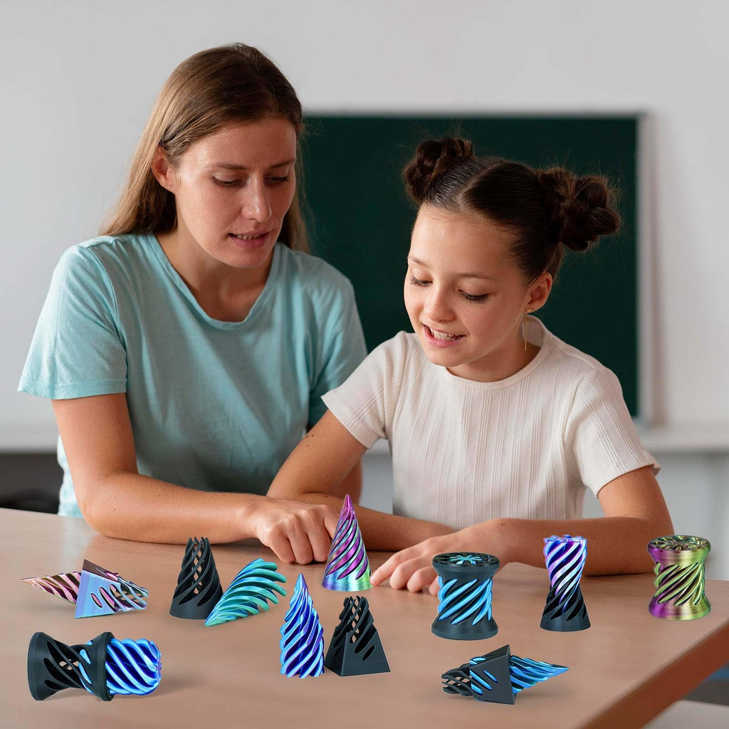 Mydhall Impossible Cone 3-Pack – 3D Printed Spiral Fidget Toys for Stress Relief (Green+Black)