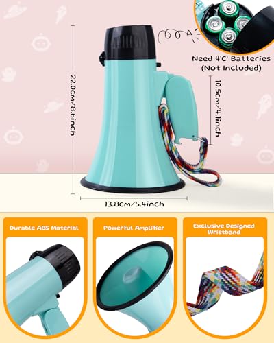 MyMealivos Voice Changer Megaphone with 6 Effects, 20W Amplifier, and 240-Second Recording – Teal