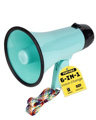 MyMealivos Voice Changer Megaphone with 6 Effects, 20W Amplifier, and 240-Second Recording – Teal