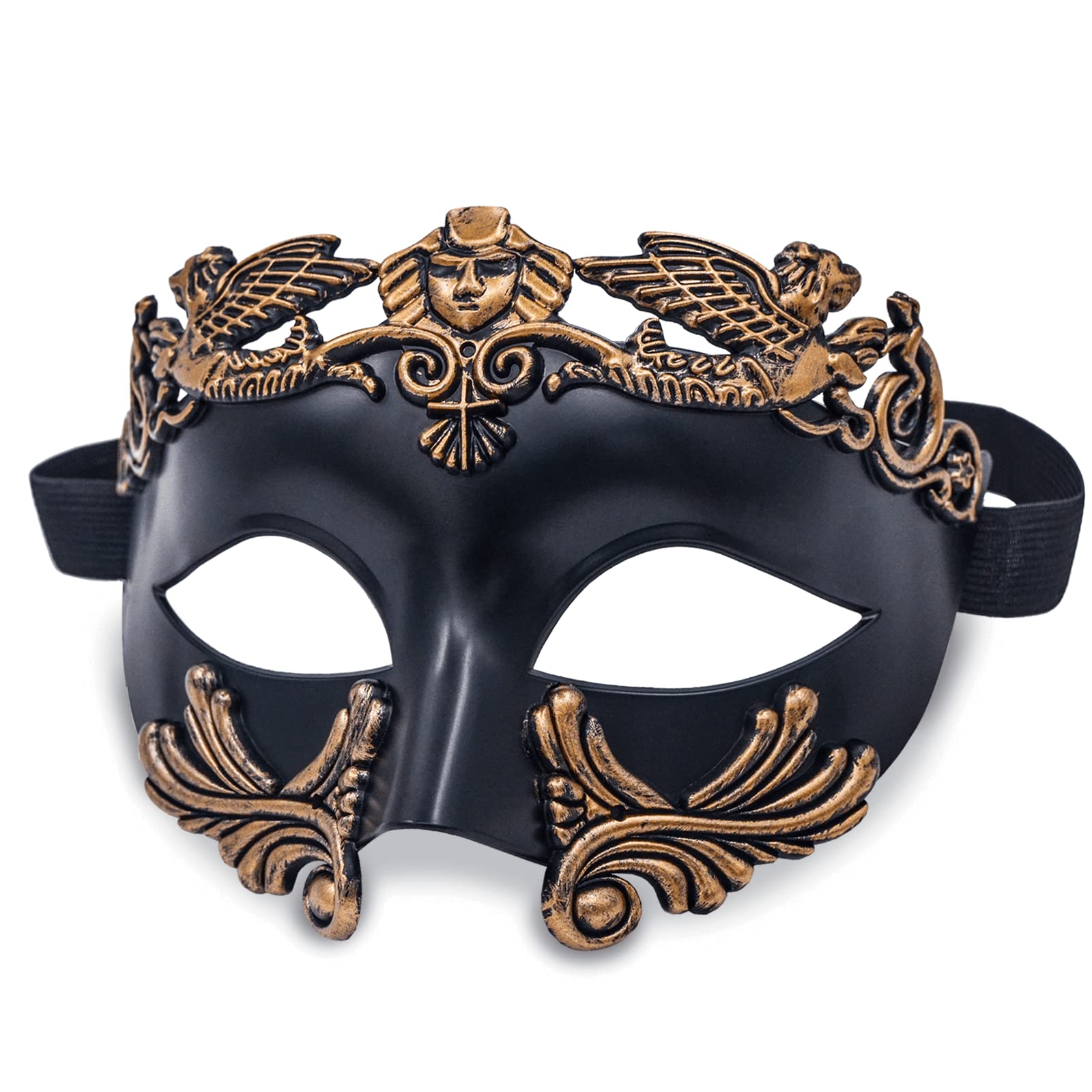 MYSEUNI Roman Greek Venetian Half Face Mask for Men – Masquerade Ball Mardi Gras Halloween Costume