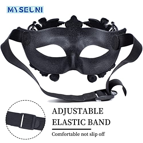 MYSEUNI Roman Greek Venetian Half Face Mask for Men – Masquerade Ball Mardi Gras Halloween Costume