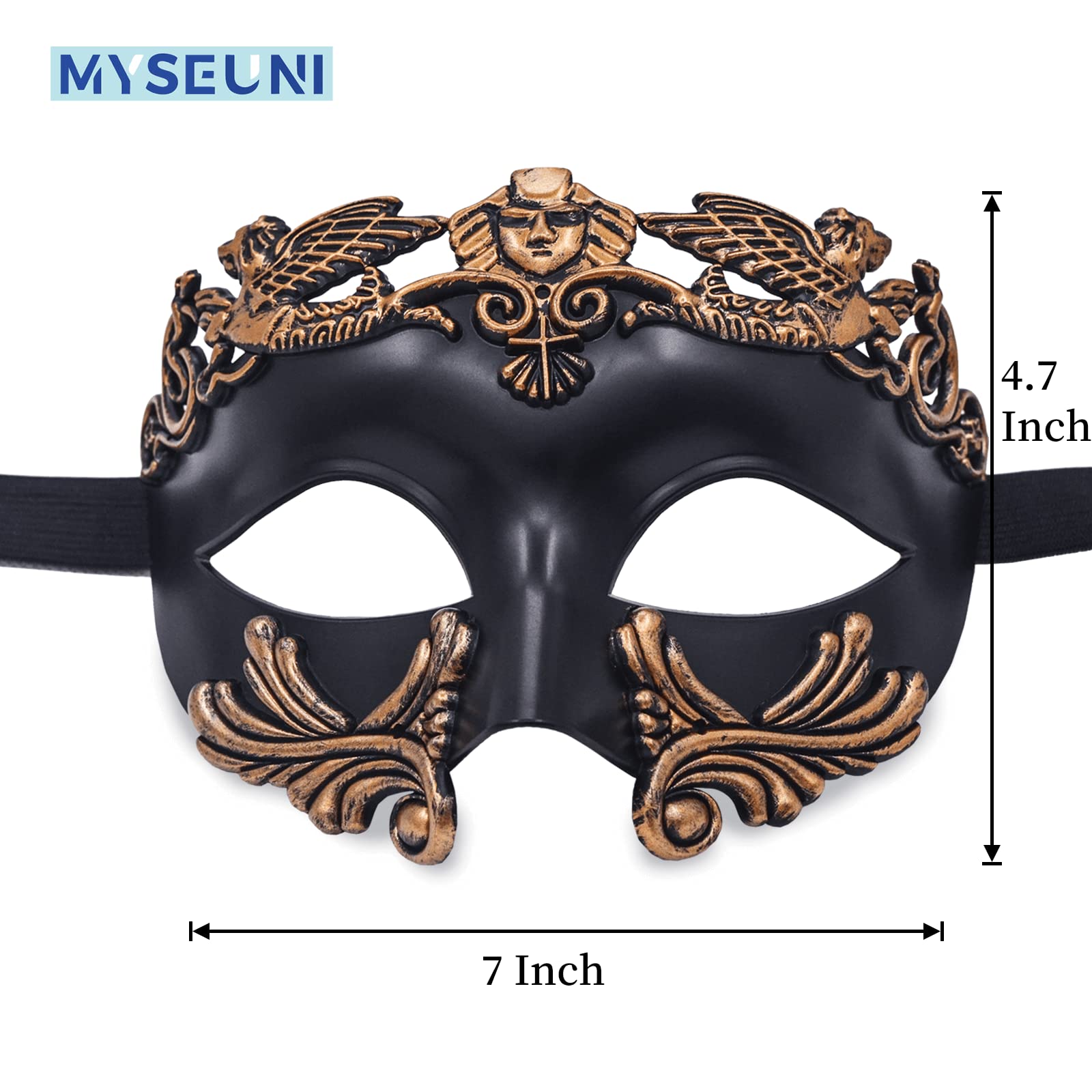 MYSEUNI Roman Greek Venetian Half Face Mask for Men – Masquerade Ball Mardi Gras Halloween Costume