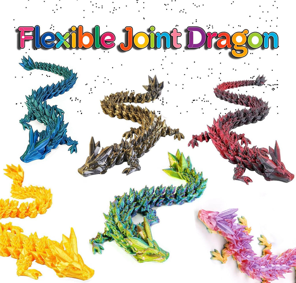 Mystery Dragon Egg Set: 8 Pack 3D Printed Articulated Dragons - Fidget Toys & Fantasy Desk Decor