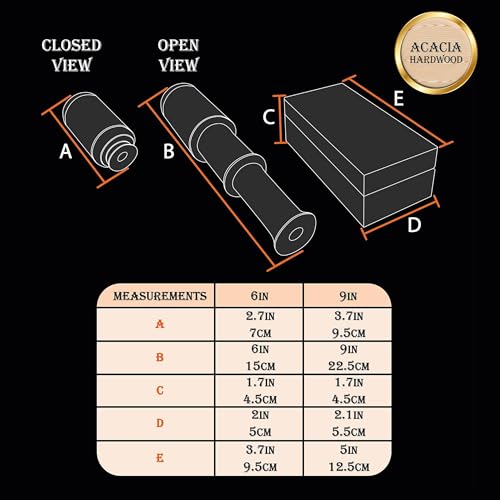 Mythrojan Brass Handheld Telescope 6-Inch Mini Spyglass with Wooden Case – Pirate Cosplay Accessory