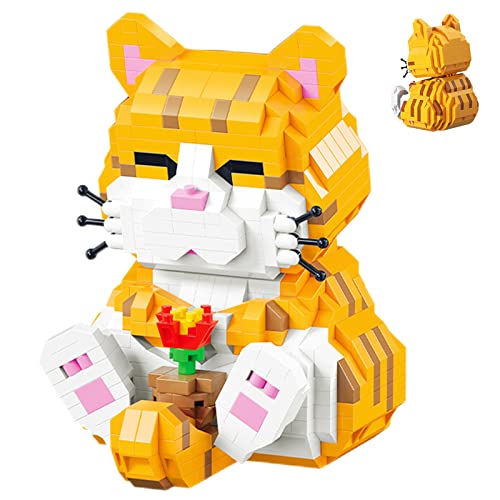 Myweyde Orange Cat Building Blocks – 834 Pieces Micro Building Set for Adults & Kids