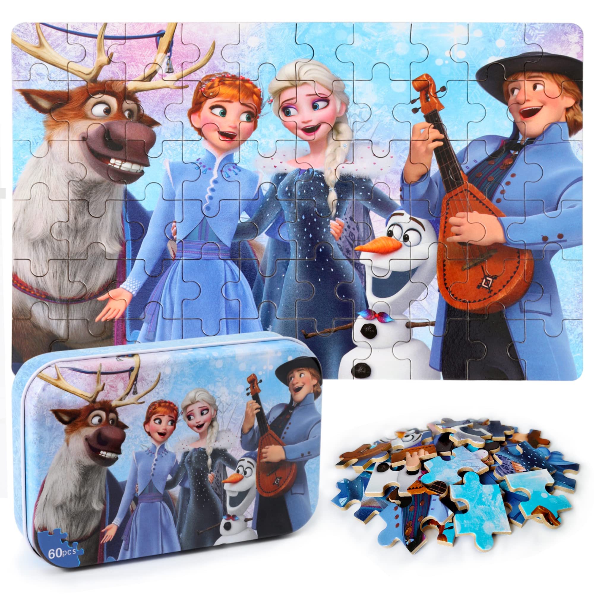 MZZOTOY 60-Piece Jigsaw Puzzle for Kids Ages 4-8 in Metal Box – Educational Toy with Numbered Pieces