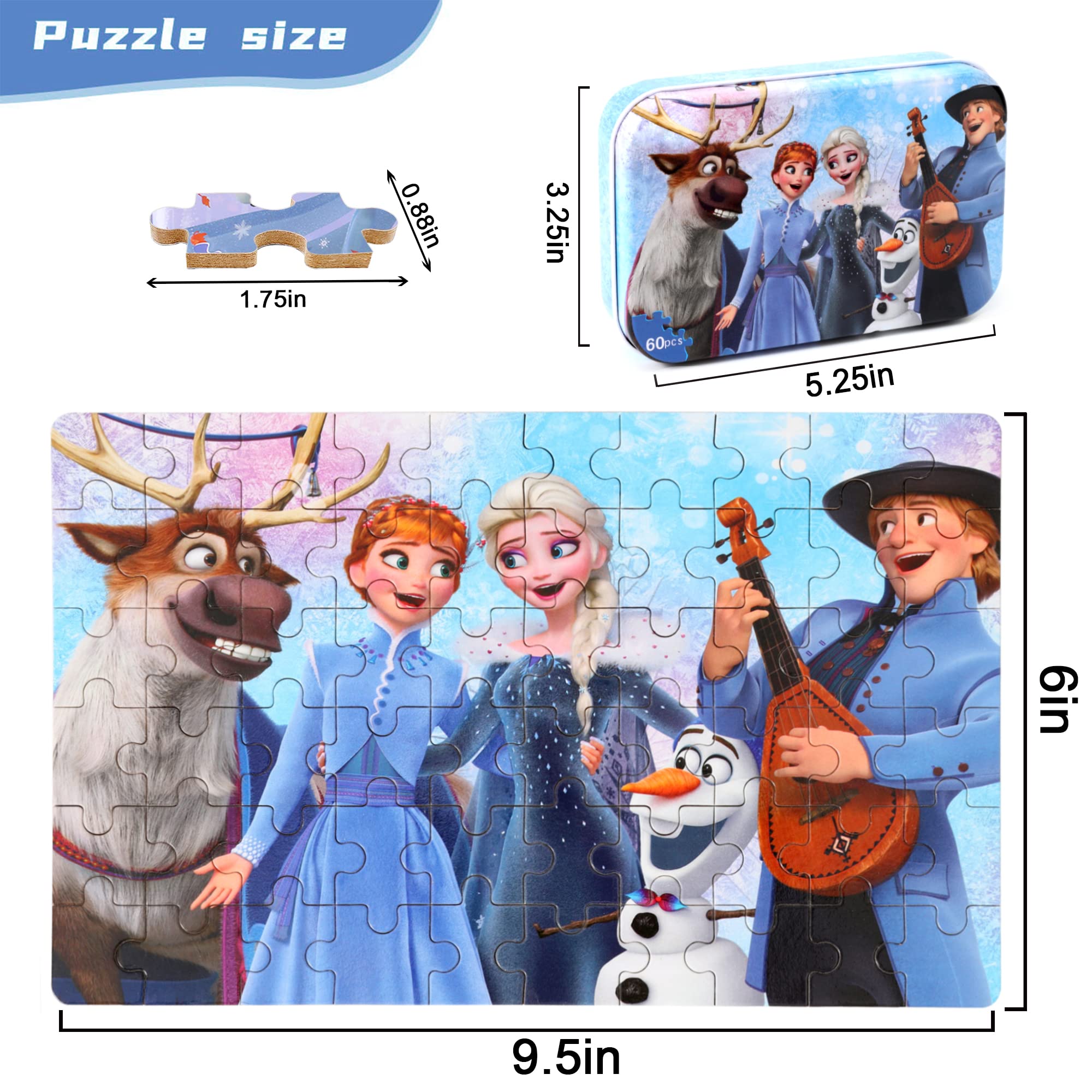 MZZOTOY 60-Piece Jigsaw Puzzle for Kids Ages 4-8 in Metal Box – Educational Toy with Numbered Pieces