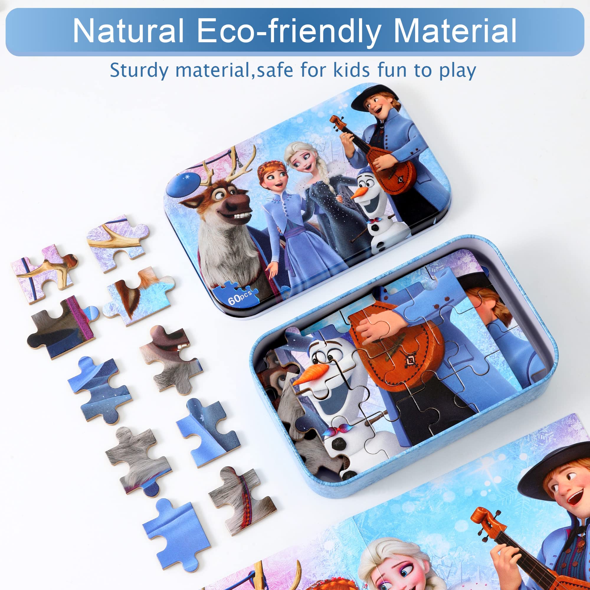 MZZOTOY 60-Piece Jigsaw Puzzle for Kids Ages 4-8 in Metal Box – Educational Toy with Numbered Pieces