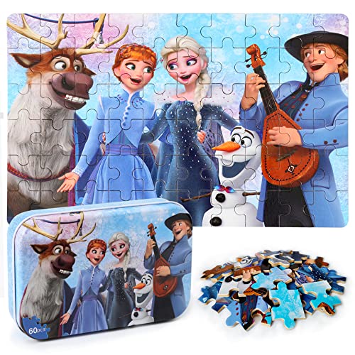 MZZOTOY 60-Piece Jigsaw Puzzle for Kids Ages 4-8 in Metal Box – Educational Toy with Numbered Pieces