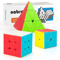 Nabreeli 3-Pack Speed Cube Set – 2x2, 3x3 & Pyramid Stickerless Puzzles for Brain Training, Travel & Gifts