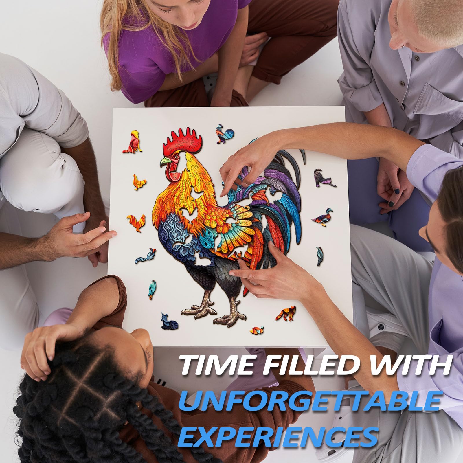 NABYSHOP Wooden Rooster Puzzle - 270 Pieces, 14.5x11.1 Inches, Natural Wood Jigsaw for Adults