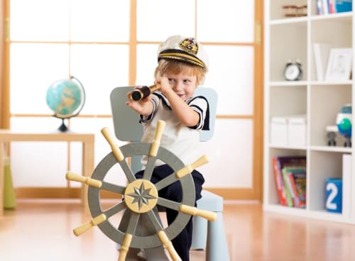 Nagina International Handcrafted Brass Telescope - 6 Inch Pirate Spyglass with Rosewood Box and Leather Case