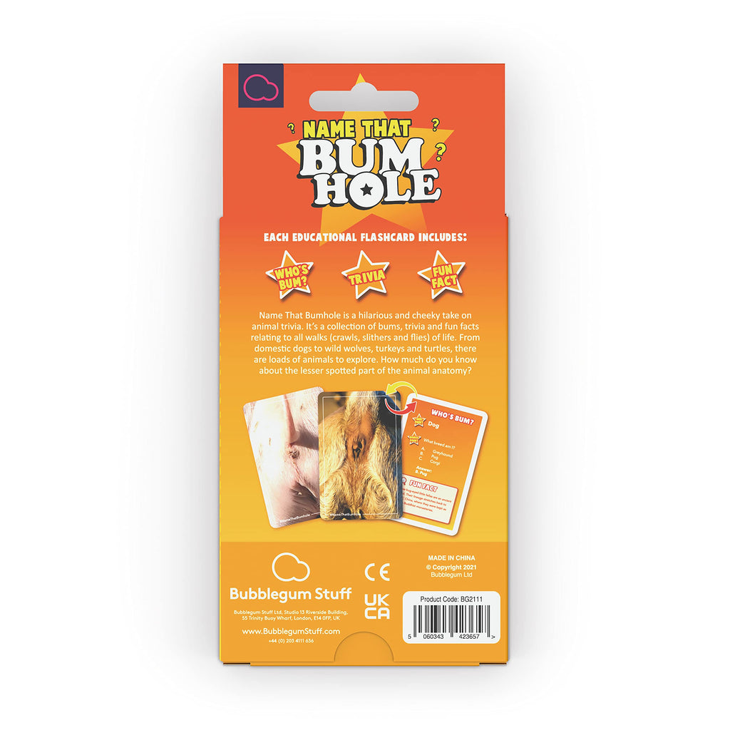 Name That Butthole Card Game – 55 Animal Trivia Flashcards for Parties and Family Game Night