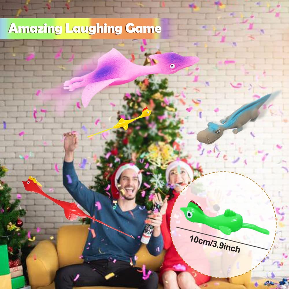 Namii W Rubber Chicken Slingshot and Dinosaur Catapult Toys for Kids - Pack of 10 (4 Chickens + 6 Dinosaurs)