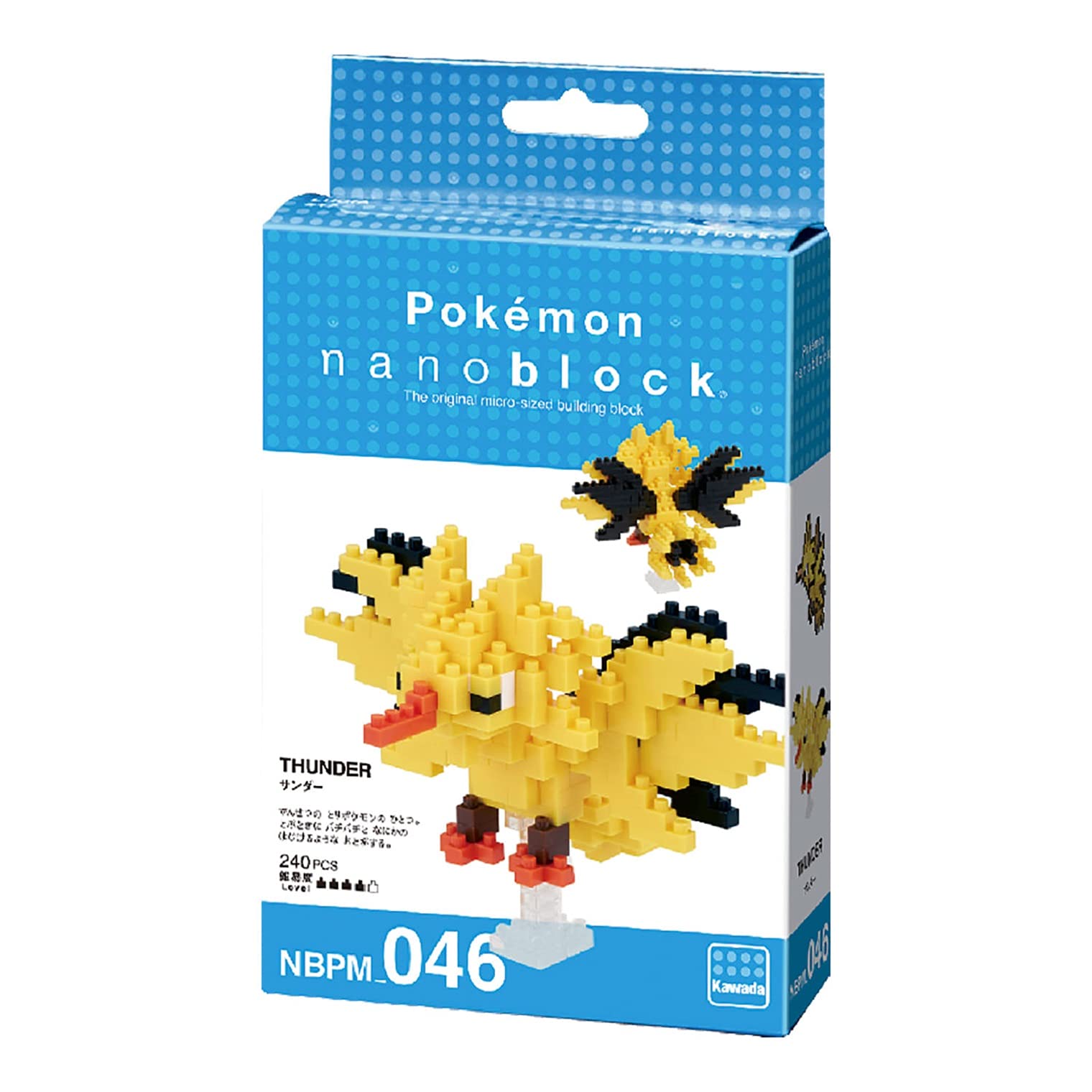 nanoblock Pokémon Zapdos Building Kit – 240 Pieces, 2.8 Inch Model