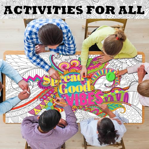 Naozinebi Giant Mandala Coloring Poster – Large Motivational Poster for Kids & Adults, 25x50 Inches, Non-Toxic, Laminated