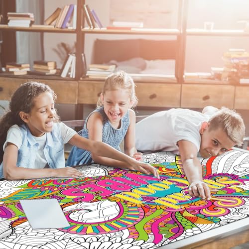 Naozinebi Giant Mandala Coloring Poster – Large Motivational Poster for Kids & Adults, 25x50 Inches, Non-Toxic, Laminated