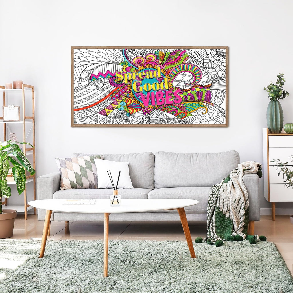Naozinebi Giant Mandala Coloring Poster – Large Motivational Poster for Kids & Adults, 25x50 Inches, Non-Toxic, Laminated