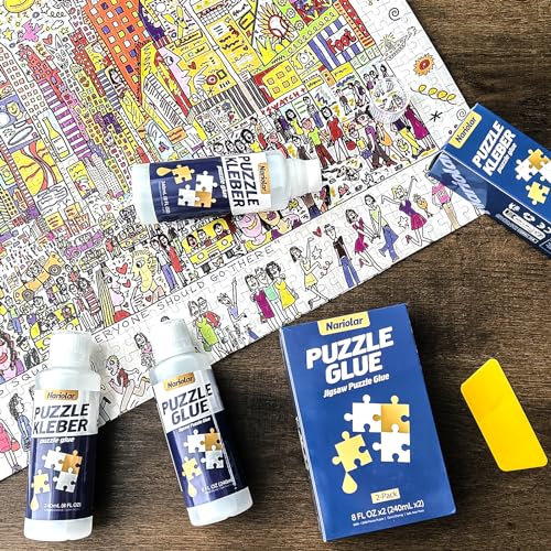 Nariolar Puzzle Glue 8 oz (240ml) Clear with Applicator – Fast Drying for 3000-6000 Piece Jigsaws