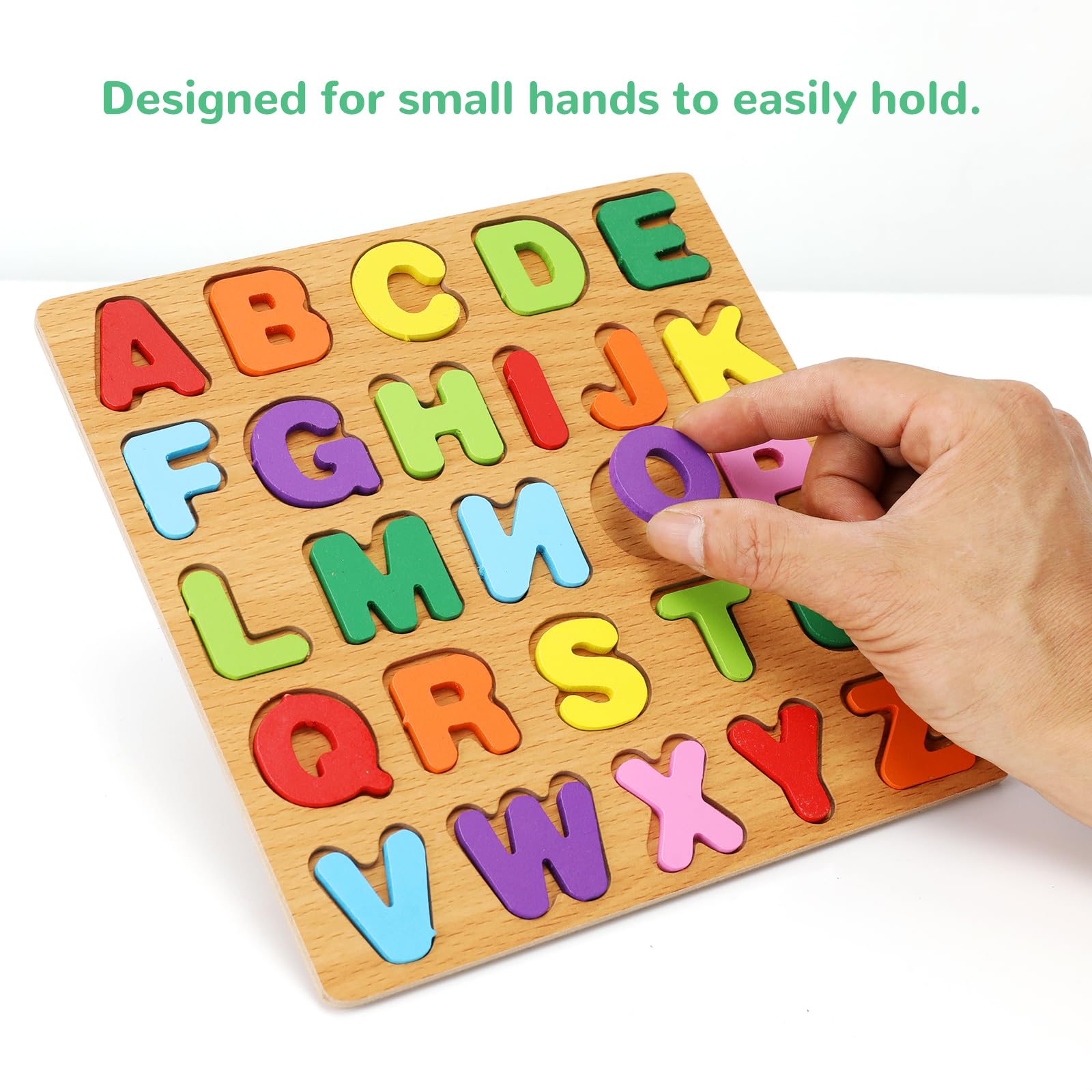 NASHRIO Wooden Alphabet, Number, and Shape Puzzle Set for Toddlers Ages 3-5