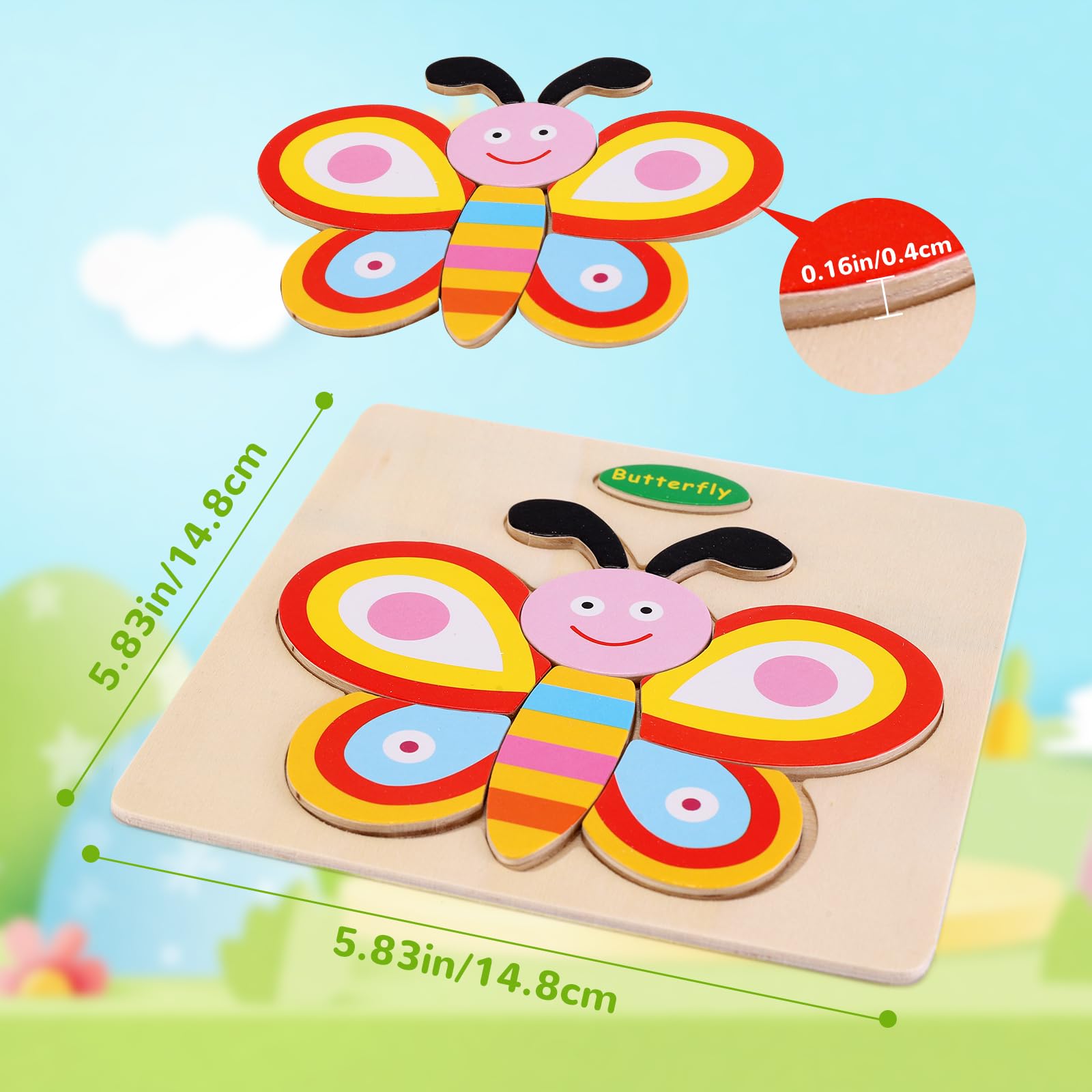 NASHRIO Wooden Animal Puzzles for Toddlers 1-3 – Set of 8 Safe, Montessori-Friendly Jigsaw Puzzles