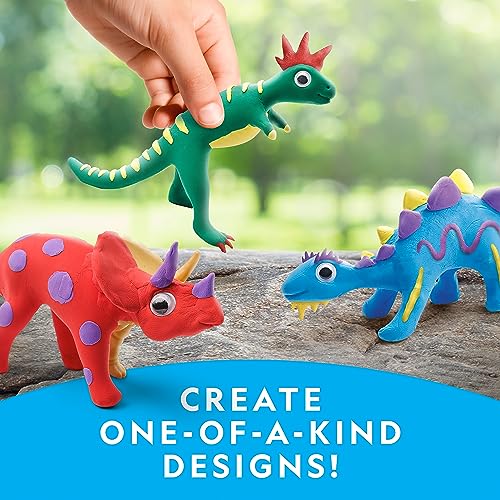 National Geographic Air Dry Clay Dinosaur Craft Kit – 5 Dino Skeletons, 5 Colors, Googly Eyes for Kids Ages 4+
