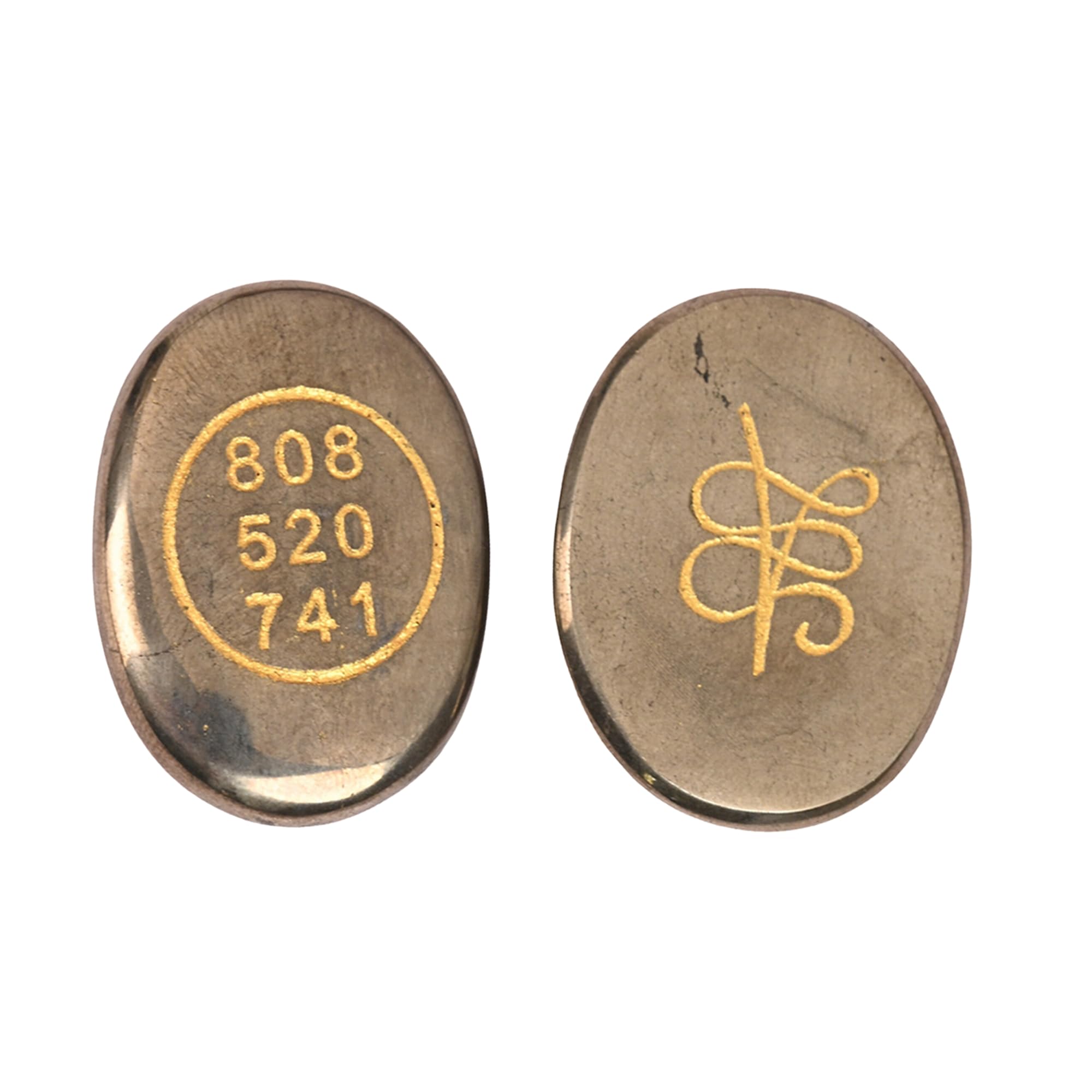 Natural Pyrite Zibu Coin with Angelic Numbers 808 520 741 – Prosperity and Protection Pocket Stone