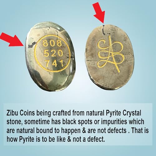Natural Pyrite Zibu Coin with Angelic Numbers 808 520 741 – Prosperity and Protection Pocket Stone