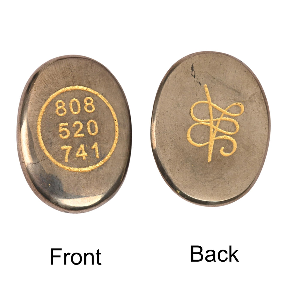 Natural Pyrite Zibu Coin with Angelic Numbers 808 520 741 – Prosperity and Protection Pocket Stone