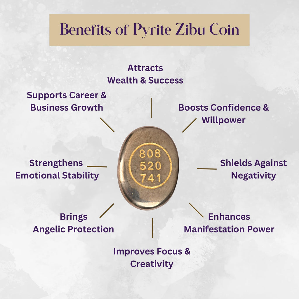 Natural Pyrite Zibu Coin with Angelic Numbers 808 520 741 – Prosperity and Protection Pocket Stone