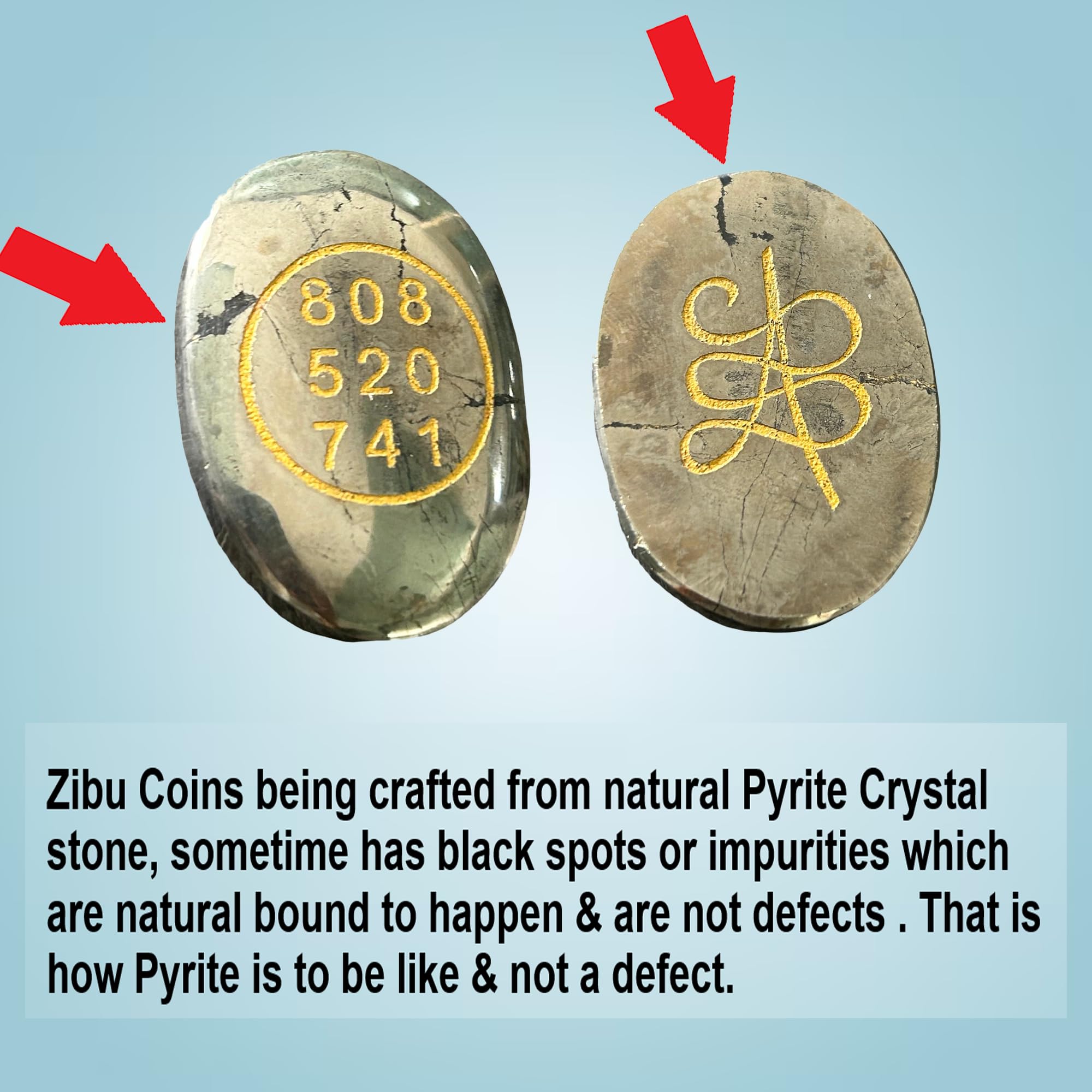 Natural Pyrite Zibu Coin with Angelic Numbers 808 520 741 – Prosperity and Protection Pocket Stone