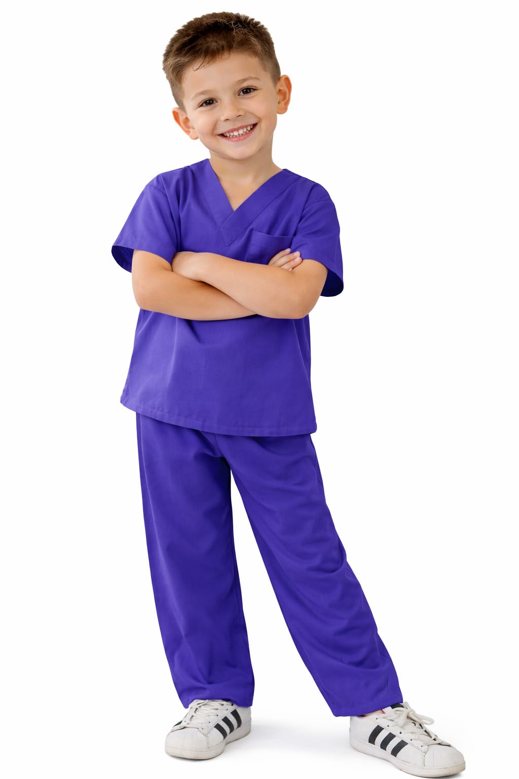 Natural Uniforms Children's Scrub Set - Soft Touch - Purple, Size 8/10 - Kids Doctor Costume for Dress Up, School Projects, Halloween