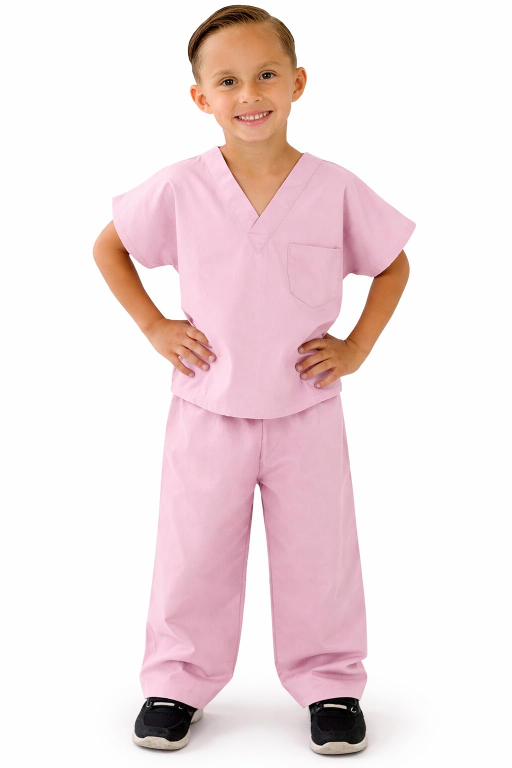 Natural Uniforms Kids Scrub Set - Soft-Touch Role Play Costume (Pink, Size 8-10)