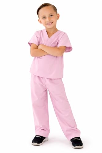 Natural Uniforms Kids Scrub Set - Soft-Touch Role Play Costume (Pink, Size 8-10)