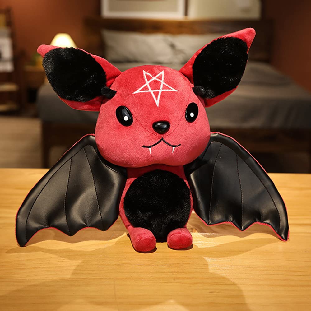 NatureMan Red Bat Plush Toy - 11.8 Inch Soft Stuffed Animal for Halloween Decor and Gifts