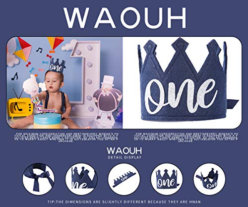 Navy Blue 1st Birthday Crown - Handmade Felt Baby Crown by WAWUO