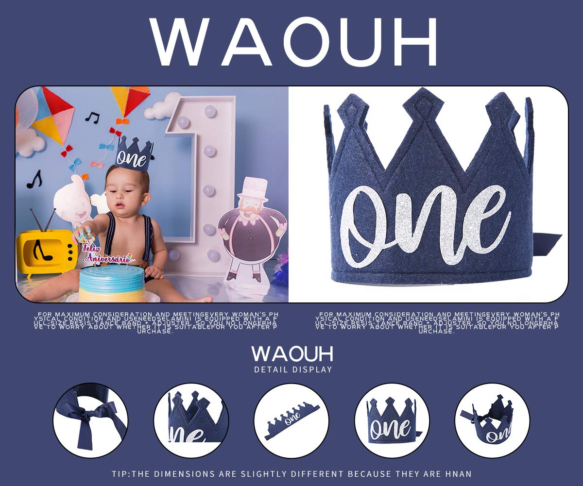 Navy Blue 1st Birthday Crown - Handmade Felt Baby Crown by WAWUO