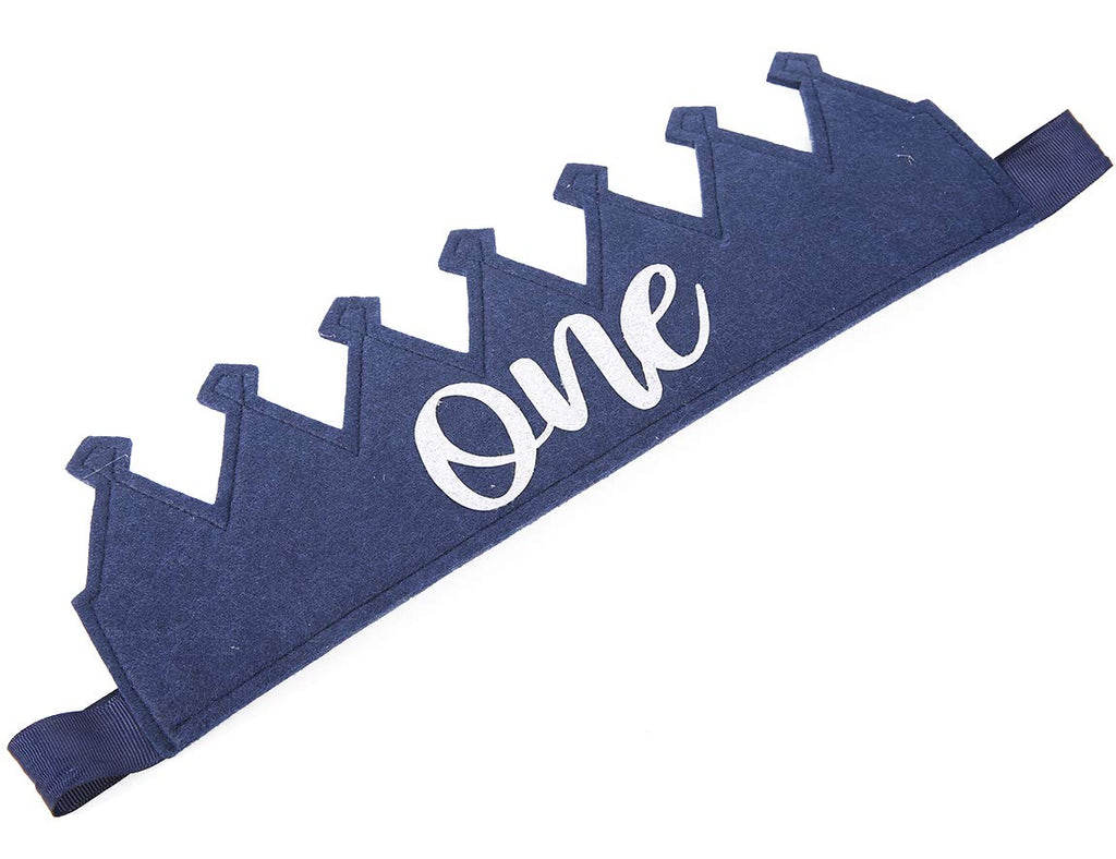 Navy Blue 1st Birthday Crown - Handmade Felt Baby Crown by WAWUO
