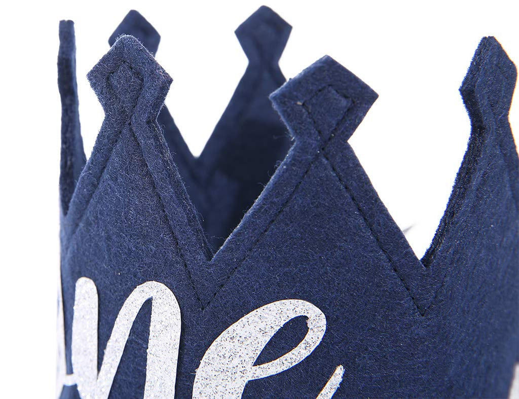 Navy Blue 1st Birthday Crown - Handmade Felt Baby Crown by WAWUO