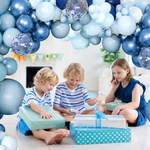 Navy Blue Balloon Arch Kit – 168 Piece Latex Balloon Garland for Birthday, Baby Shower, Ocean Theme by PEASUG