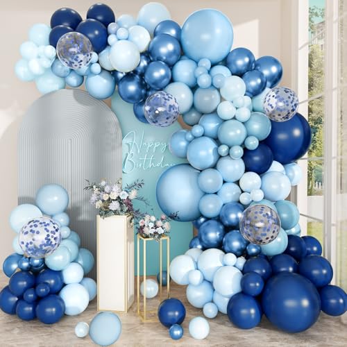 Navy Blue Balloon Arch Kit – 168 Piece Latex Balloon Garland for Birthday, Baby Shower, Ocean Theme by PEASUG