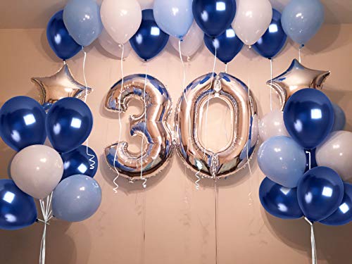 Navy Blue Metallic Balloons 36 Pack - 12 Inch Latex Balloons for Birthday Graduation Party Decorations