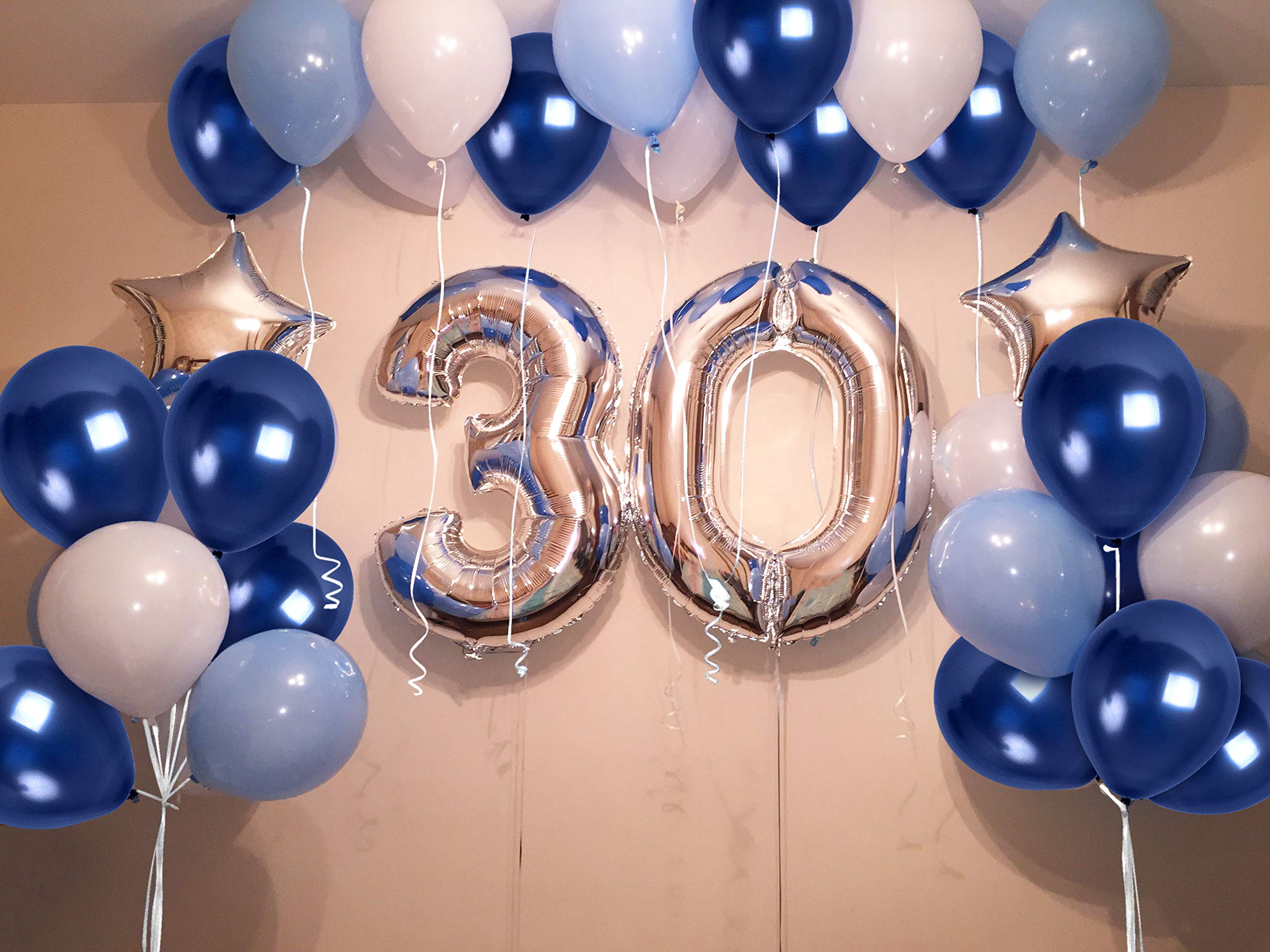 Navy Blue Metallic Balloons 36 Pack - 12 Inch Latex Balloons for Birthday Graduation Party Decorations