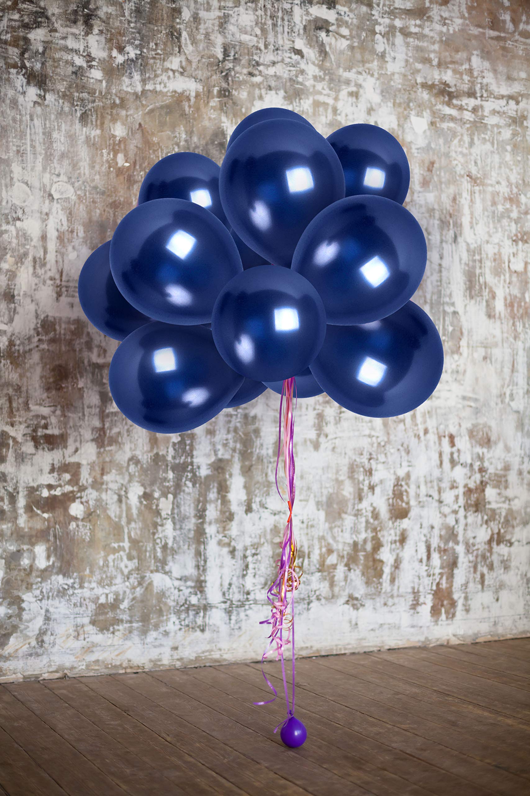 Navy Blue Metallic Balloons 36 Pack - 12 Inch Latex Balloons for Birthday Graduation Party Decorations