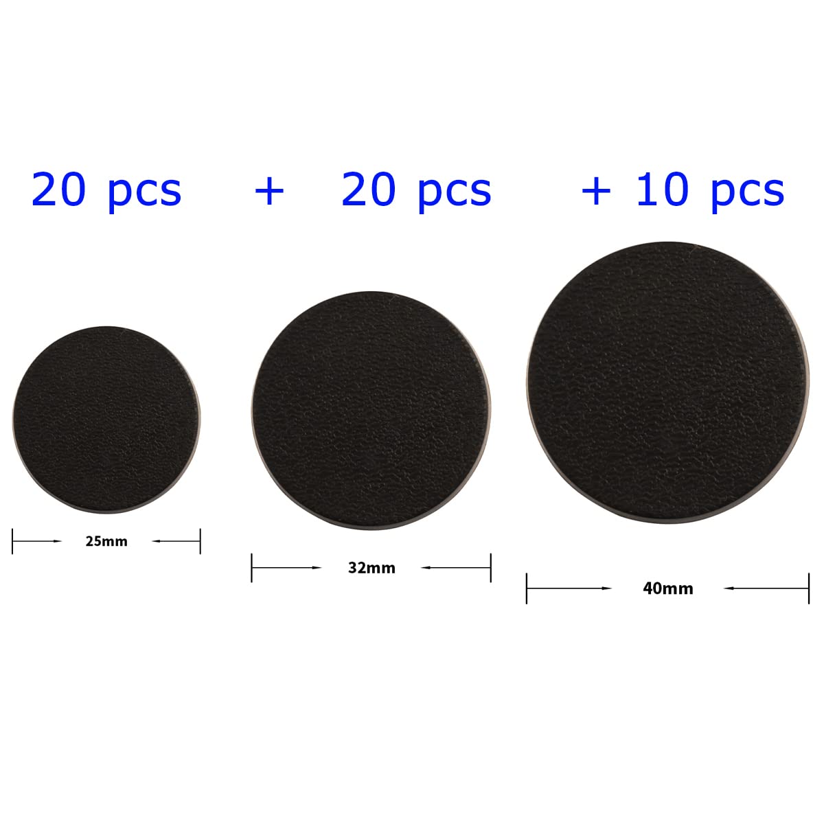NC EBCO 50-Piece Mixed Round Plastic Model Bases (25mm/32mm/40mm) for Gaming Miniatures