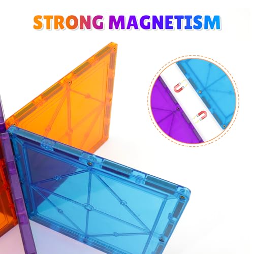 NEOFORMERS Large Magnetic Tiles Set - 6 Piece Square STEM Building Blocks for Kids